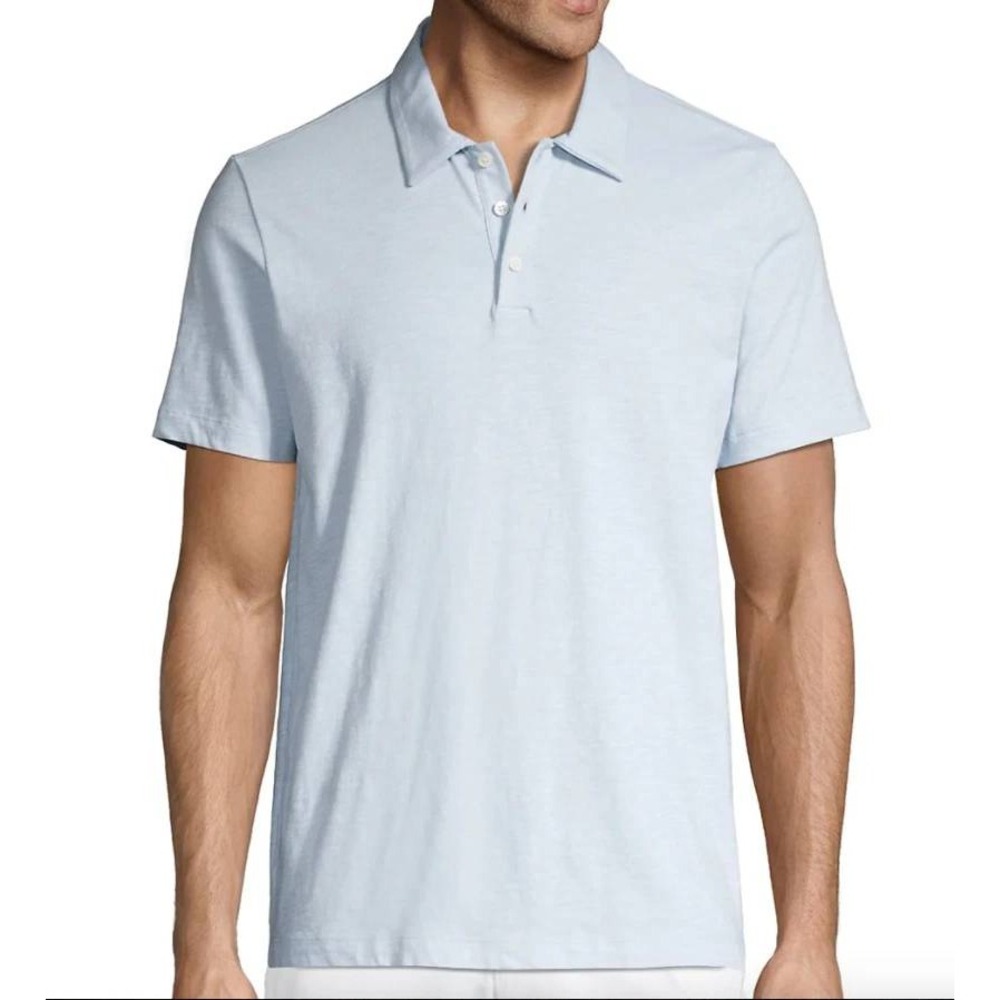 NWOT Theory Standard Polo O Geo Str Men's M Light Blue Cotton Jacquard Shirt